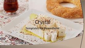  Presentation with feta cheese - Theme with sliced feta cheese turkish bagel background and a soft green colored foreground