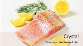  Presentation with lemons - Amazing PPT layouts having sliced fillet of carp with lemons and dill backdrop and a coral colored foreground
