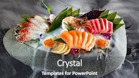  Presentation with foods - Slides having sliced fish shellfish or crustacean background and a  colored foreground