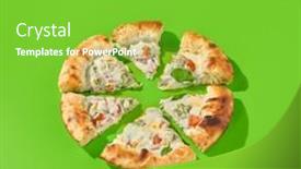  Presentation with modern food - Slides enhanced with sliced-four-cheese-pizza background and a seafoam green colored foreground