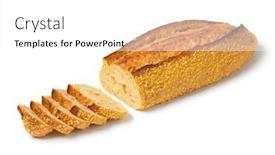  Presentation with corn - Presentation design featuring sliced-fresh-baked-corn-bread background and a white colored foreground