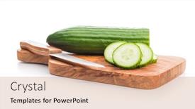  Presentation with cutting board - Slide set enhanced with sliced-fresh-green-cucumber background and a coral colored foreground