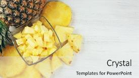  Presentation with pineapple - Audience pleasing slide set consisting of sliced fresh pineapple in glass backdrop and a white colored foreground