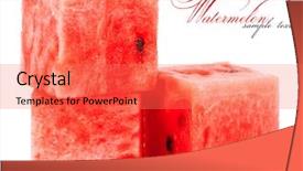  Presentation with data warehouse cubes - Theme featuring sliced fruits - cubes of watermelon isolated background and a coral colored foreground