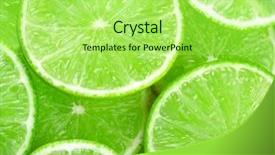  Presentation with bauxite lime stone  - Slides featuring sliced fruits - lime slices background background and a mint green colored foreground