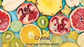 Presentation with calamansi fruit - PPT layouts consisting of sliced fruits - set of colorful fruit slices background and a yellow colored foreground