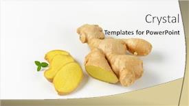  Presentation with ginger - Presentation theme consisting of sliced ginger on off-white background with shadows background and a white colored foreground