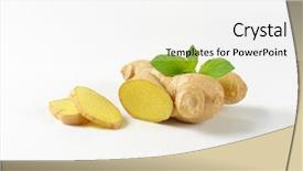  Presentation with ginger plant - Cool new PPT layouts with sliced ginger with mint backdrop and a white colored foreground