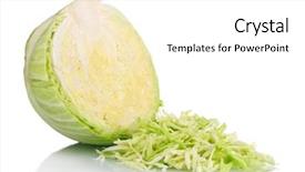  Presentation with cabbage - PPT layouts with sliced green cabbage isolated background and a white colored foreground