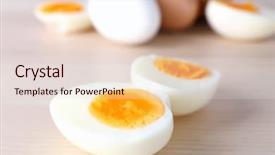  Presentation with nutrition - Slide set enhanced with sliced hard boiled eggs background and a  colored foreground