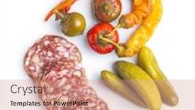  Presentation with hazelnuts - Colorful slide set enhanced with sliced-italian-salami-with-hazelnuts backdrop and a coral colored foreground