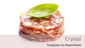  Presentation with hazelnuts - PPT theme enhanced with sliced-italian-salami-with-hazelnuts background and a coral colored foreground