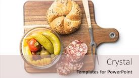  Presentation with hazelnuts - PPT theme having sliced-italian-salami-with-hazelnuts background and a soft green colored foreground