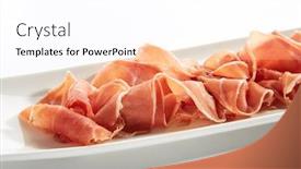  Presentation with white plate - Slides enhanced with sliced-jamon-iberico-prosciutto background and a white colored foreground