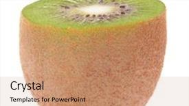  Presentation with kiwi fruit - Colorful PPT theme enhanced with sliced kiwi fruit half isolated on white background cutout backdrop and a coral colored foreground