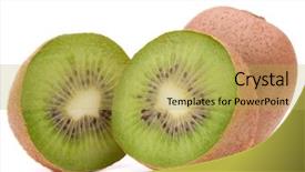  Presentation with kiwi fruit - Beautiful presentation design featuring sliced kiwi fruit half isolated backdrop and a yellow colored foreground