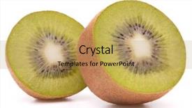  Presentation with kiwi fruit - Amazing slide deck having sliced kiwi fruit half isolated on white background cutout backdrop and a coral colored foreground