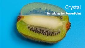  Presentation with kiwi fruit - Presentation having sliced-kiwi-fruit-on-blue background and a teal colored foreground