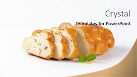  Presentation with almonds - PPT theme consisting of sliced-loaf-of-sweet-braided background and a white colored foreground