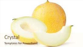 Presentation with melon - Cool new slide set with sliced melon isolated on white backdrop and a cream colored foreground