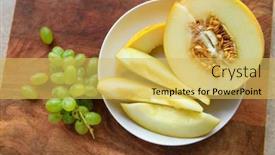  Presentation with fruit melon - Slide deck consisting of sliced-melon-with-seeds background and a yellow colored foreground