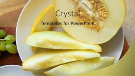 Presentation with fruit melon - PPT theme enhanced with sliced-melon-with-seeds background and a yellow colored foreground