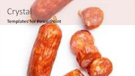  Presentation with sausages - Colorful slides enhanced with sliced-mini-salami-sausages-isolated backdrop and a coral colored foreground