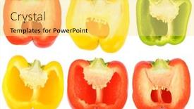  Presentation with pepper - Theme with sliced-multicolored-sweet-pepper-isolated background and a yellow colored foreground