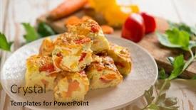  Presentation with vegetables - Theme enhanced with sliced-omelette-with-mixed-vegetables background and a gold colored foreground