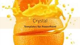  Presentation with orange fruit - Slide set consisting of sliced-orange-fruit-splashing-around background and a yellow colored foreground