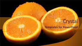  Presentation with orange - Cool new PPT theme with sliced orange on black background backdrop and a  colored foreground