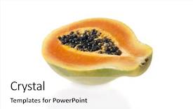  Presentation with papaya - Colorful theme enhanced with sliced papaya isolated on a white background backdrop and a white colored foreground