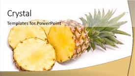  Presentation with pineapple - PPT theme enhanced with sliced pineapple on a white background and a white colored foreground