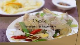  Presentation with garlic - PPT layouts featuring sliced-pork-belly-with-garlic background and a coral colored foreground