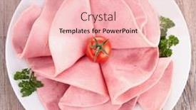  Presentation with beef pork chicken turkey - Audience pleasing theme consisting of sliced pork ham backdrop and a lemonade colored foreground