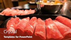  Presentation with restaurant - Amazing theme having sliced-pork-in-a-dish backdrop and a crimson colored foreground