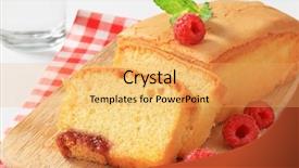  Presentation with cake - PPT theme featuring sliced pound cake and fresh background and a yellow colored foreground