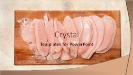 Presentation with fresh meat - Presentation having sliced-raw-chicken-breast-fresh background and a coral colored foreground