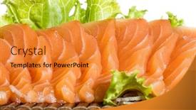 Presentation with salmon - Amazing slide set having sliced-raw-fatty-salmon-sashimi backdrop and a gold colored foreground