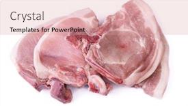  Presentation with raw meat - PPT theme featuring sliced-raw-pork-steak-meat background and a coral colored foreground