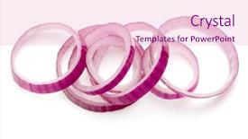  Presentation with red onion - Colorful presentation theme enhanced with sliced red onion rings isolated backdrop and a lemonade colored foreground