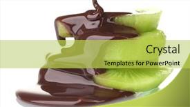  Presentation with white chocolate - Audience pleasing theme consisting of sliced ripe kiwi with chocolate backdrop and a  colored foreground