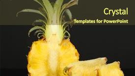  Presentation with pineapple - Beautiful presentation featuring sliced ripe pineapple isolated backdrop and a tawny brown colored foreground