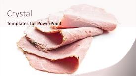  Presentation with roast beef - Beautiful presentation design featuring sliced-roast-beef-tasty-fresh backdrop and a sky blue colored foreground