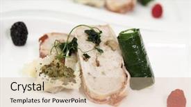  Presentation with blackberry - Slide deck with sliced roll on plate with blackberry and raspberry background and a soft green colored foreground