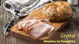  Presentation with meat - PPT theme with sliced-smoked-ham-tasty-pork background and a tawny brown colored foreground