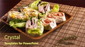  Presentation with fish tuna - PPT layouts enhanced with sliced-spring-rolls-with-salmon background and a tawny brown colored foreground
