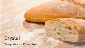  Presentation with gluten free bread on wooden - Cool new slides with sliced sreshly baked artisanal baguette backdrop and a lemonade colored foreground