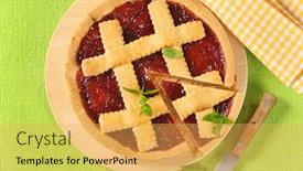  Presentation with cutting board - Slide set featuring sliced-strawberry-cake-with-lattice background and a yellow colored foreground