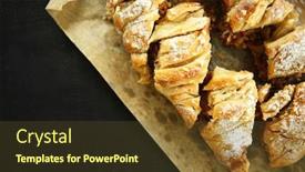  Presentation with parchment - PPT theme consisting of sliced-strudel-with-apples-walnut background and a tawny brown colored foreground